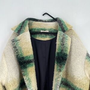 Just In Case Checked Plaid Fuzzy Textured Wool Blend Long Line Lux Coat